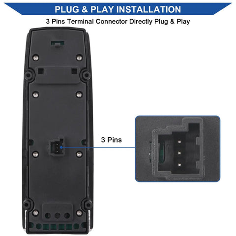 Back view of Beefed Up Master Power Window Switch For Front Driver Side Fits 2008 Through 2012 Mercedes C230 C250 C280 C300 C350 C63 AMG E500 E63 GLK350 Replacement A2049055302