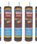 Acrylic Mortar Repair Kit For Brick, Block, And Concrete Surfaces, Gray Sanded Formula, 10 Oz Each, Pack Of 5, front view.