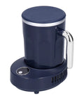 Smart Heated Coffee Mug With Portable Temperature Control Cup And Electric Warmer Keeps Your Daily Brew Straight Fire For Lowkey Office Grind Or Lazy Weekend Lounge Vibes All Year Round, navy aluminum mug with silver handle.