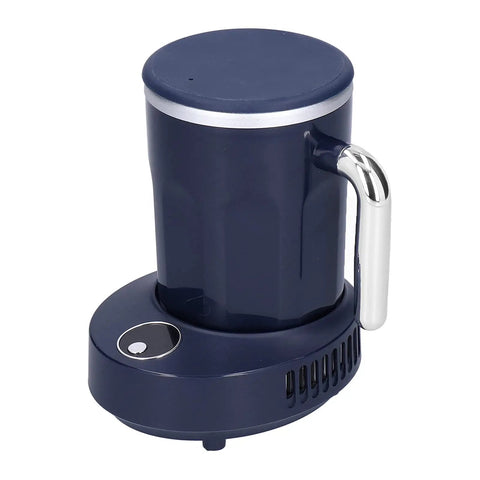 Smart Heated Coffee Mug With Portable Temperature Control Cup And Electric Warmer Keeps Your Daily Brew Straight Fire For Lowkey Office Grind Or Lazy Weekend Lounge Vibes All Year Round, navy aluminum mug with silver handle.