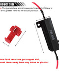50W 6 Ohm LED Load Resistors With Quick Wire Clips Aluminum Case For Quick Turn Signal Fix Hyper Flash Auto Replacement Resistors To Stop Blink Error Codes Black 2 Pack Plug And Play showing size and mounting instructions