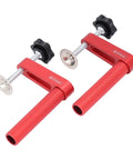 Red 20mm Aluminum Alloy Bench Dog Clamp with Silicone Pads for woodworking, showing adjustable pressure mechanism
