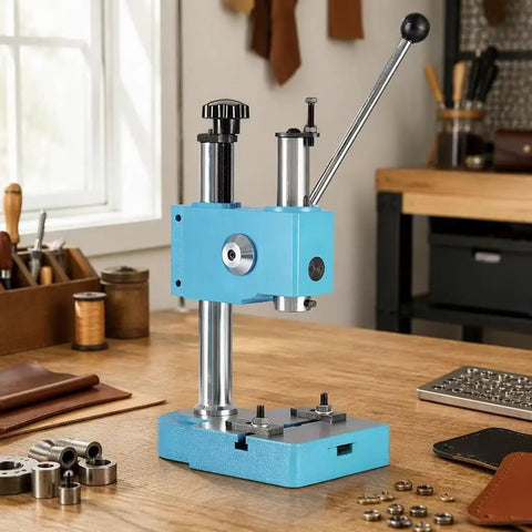 Heavy Duty Manual Spring Arbor Press Bench Mount Kit for Punch Riveting Bending Shaping Leather Soft Metals on workbench
