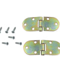 Two Pack Metal Flush Hinges For Cabinets 180 Degree Cabinet Door Hinges With Semicircle Decorative Style Durable Furniture Hardware Includes Screws 72x28mm shown with screws