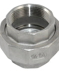 Pro Level 304 Stainless Steel Pipe Union Coupling With Bspt Female Male Threads Cast For Heavy Duty Plumbing Jobs Providing Solid As A Tank Water Line Connections No Sweat Setup In Various Sizes Like Two Inch, close-up view.