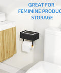 Toilet Paper Holder With Shelf And Flushable Wipes Dispenser Hidden Wipe Storage Matte Black Stainless Steel Wall Mount