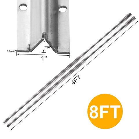 Heavy Duty V Groove Sliding Door Track Kit With Pre-Drilled Holes And Screws, 96-Inch Total Length In Two 48-Inch Sections