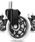 Heavy Duty 3 Inch Office Chair Wheels Set Of 5 Replacement Rubber Casters for Desk and Gaming Chairs, close-up view