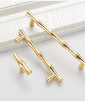 Dope Bamboo Shape Zinc Alloy Cabinet Knob Set 6 Pack Single Hole Golden Finish Built Tough For Dresser Drawer Cupboard Door Pulls With Smooth Edges Easy Install Classic Hardware Upgrade, 55mm gold bamboo cabinet knobs