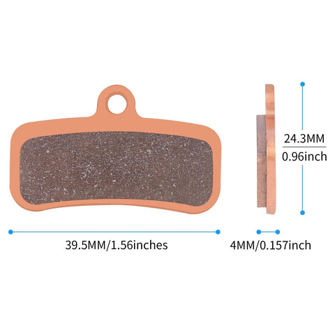 Dimensions of 25 Pairs Beefed Up Sintered 4 Piston Metal Bike Brake Pads For Ebike And Electric Scooter, showing width and depth