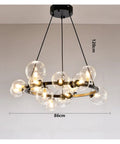 Modern Chandeliers for Dining Room Pendant Lights Hanging Lamps for Ceiling Indoor Lighting Glass Balls, 120cm height, 86cm width, glass.