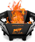 Collapsible 23 Inch Wood Burning Fire Pit For Camping And Patio with flame, metal construction, portable design