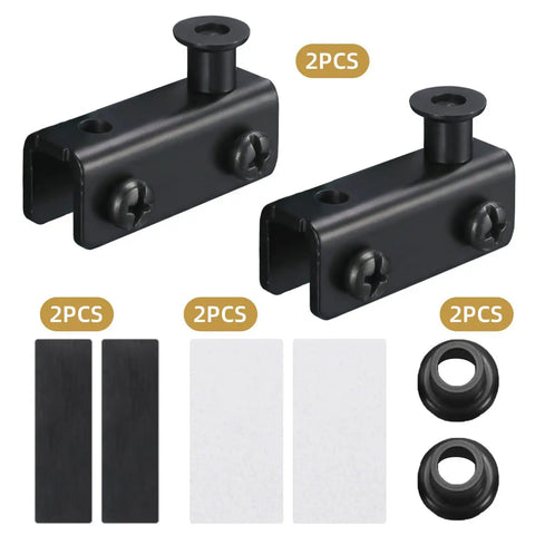 Adjustable Iron Cabinet Hinge Clamp Set For Frameless Glass Doors 3 To 5mm Thick Pivot Hinge Clips Display Case Black