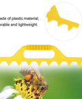 Bee Hive Frame Spacing Tool Spacer Must Have Beekeeping Gear Lightweight Yellow Plastic 8 pack tool shown with bee on flower