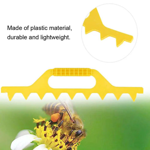 Bee Hive Frame Spacing Tool Spacer Must Have Beekeeping Gear Lightweight Yellow Plastic 8 pack tool shown with bee on flower