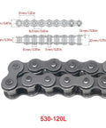 Detailed view of 530-120L chain from Beefed Up Rear Live Axle Kit For Go Karts With 530 Chain Sprocket, Big Brake Disc And Caliper, Hubs.