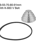 Heavy Duty Alu Benchtop Drill Press Pulley Set For Z4116 Models, 5 Step Cone Wheel Kit With V Belt And 18mm Motor Shaft Transmission Upgrade, 39-55-70-80-91mm