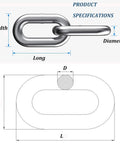 Heavy Duty 304 Stainless Steel Chain Rock Solid Rust Resistant Security Link For Dog Restraint Garden Guardrail Or Workshop Tether Built Like A Tank With 35 Kilogram Pull Rating with specifications shown.