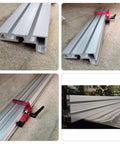 Rock Solid 75 Series Aluminum T Slot Miter Track 1000 Millimeter Router Table Jig Rail showing close-up view of slots and clamp detail.
