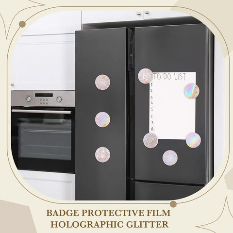 320 Pcs Badge Protective Film 85mm 3.35 Inch with 8 styles holographic glitter for 58mm button maker on refrigerator