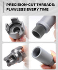 Vorhixa 2Pcs Pipe Threading Tool For Electric Drill, showing precision-cut threads on 1/2 and 3/4 inch heads.