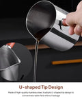 Turkish Warmer Coffee Pot Frothing Pitcher 1000ml Stainless Steel with Wooden Handle, Pouring Water, U-shaped Tip Design