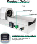 Hassel Free Electric Heat Shrink Wrapping Machine With Digital Thermostat Control showing digital display and temperature settings.
