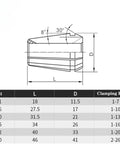 Heavy Duty ER Collet Chuck Kit Featuring Rock Solid Grip And Knockout Clamping Power For CNC Milling Lathe Projects 2D dimension diagram.