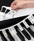 Removable Piano Keyboard Note Labels For 88 Keys Beginners No Fuss Silicone Color Coded Note Guides With Metal Music Book Clip Page Holder