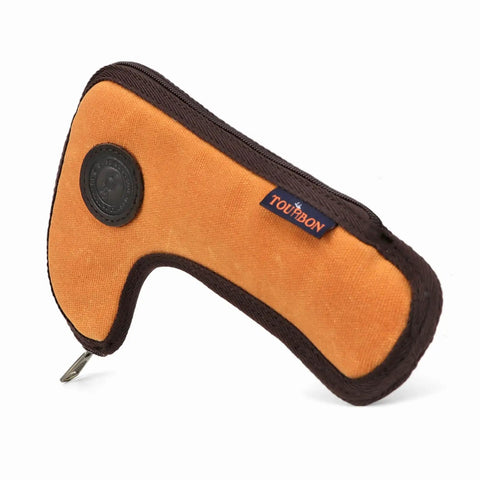 Rifle Bolt Holder Pouch Case Cover With Canvas Padding Tough As Nails Anti Rattle Protector, orange canvas with brown trim.