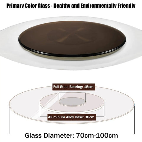 10mm Tempered Glass Lazy Susan For Round Dining Table 100 Cm Diameter Transparent Rotating Serving Tray with steel bearing