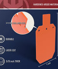 Diagram of AR500 Steel Target For Shooting Three Eighths Inch Thick Silhouette Gong Target 7 By 12 Inch Neon Orange