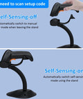 Bluetooth Wireless 2D Barcode Scanner With Auto Sensing Stand Hands Free Scanning When Placed On The Stand