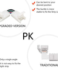 Comparison of upgraded L Shape 4 pin LED strip connectors with adjustable angles and traditional single angle connector