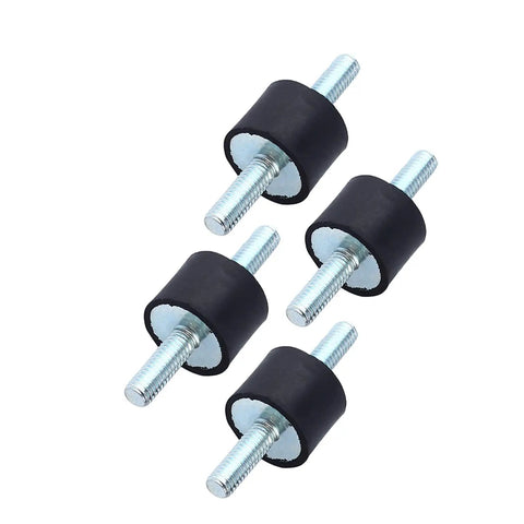 Heavy Duty Rubber Vibration Isolator Mount For Compressors Gasoline Engines Pumps And Welders, Quiet Shock Damper With M6 Threaded Studs, Reduces Noise Vibration And Equipment Wear In Industrial Machines, four black rubber mounts