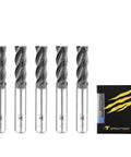 Speed Tiger ISE carbide end mills, 1/8 inch, 4-flute square-nose, AlTiBN-coated, 5-pack