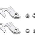 Two Pack Aluminum Alloy Rear Derailleur Hangers For Mountain And Road Bikes with hardware included.