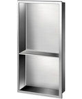 304 Stainless Steel Shower Niche 12 By 24 By 4 Inches Wall Inset Recessed Shelf featuring spacious two-tier design