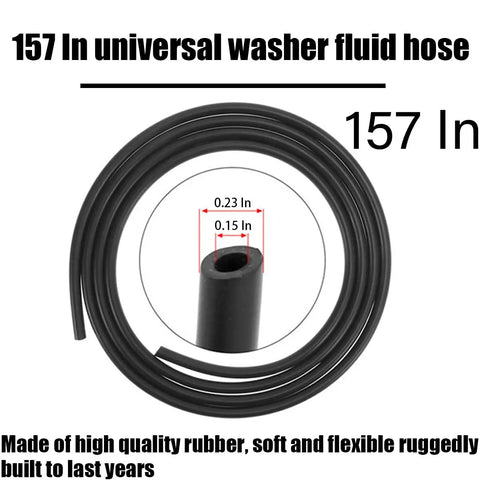 Coiled 157 in rubber hose for All In One Universal Windshield Washer Hose Kit With 4 Meter Tubing And 12 Connectors, close-up view.