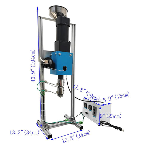 No Stress Single Screw Extruder For 3D Printer Filament Making with 1 Inch barrel, 110V stand type plastic extrusion rig dimensions shown.