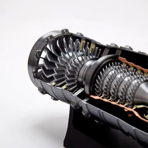 WS-15 Turbofan Jet Engine Model Kit In One Eighteenth Scale Dope Fully Functional Turbofan Mechanism With Transparent Shell Over Fifty Pieces 3D Printed Engine Model Gift For Hobbyists Gearheads And Aviation Enthusiasts, cutaway blades