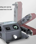 GFJYKDL 350W Wet Dry Belt Sander Electric Knife Sharpener With Polishing Blade Adjustable Multi Function Grinder Machine For Small Tools And Scissors Cool Mist Reduces Heat And Dust Perfect For DIY Projects, adjustable grinding arm.
