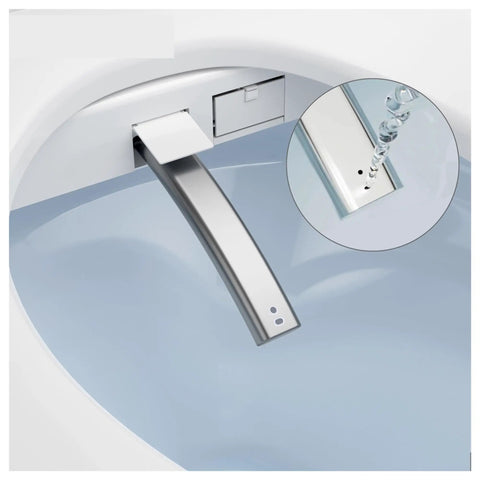Next Level Smart Toilet Cover Featuring Heated Bidet Spray And Auto Open Close Lid Wireless Remote bathroom essential showing stainless steel bidet nozzle.