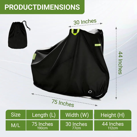 Heavy Duty Tricycle Cover For Adults 420D Waterproof All Weather Protection Windproof And UV Resistant Universal Fit For Electric Trikes And 3 Wheel Bikes Ideal For Outdoor Storage, 75x30x44 in