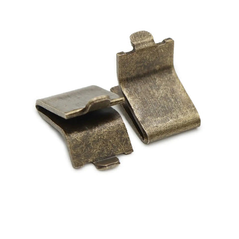 Built Tough Adjustable Steel Pilaster Shelf Clip Brackets with smooth bronze finish for shelving systems, pack of fourteen.