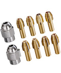 Replacement Collets And Nut Set For Rotary Tools Eight Copper Slotted Collets Two Silver Collets DIY Kit