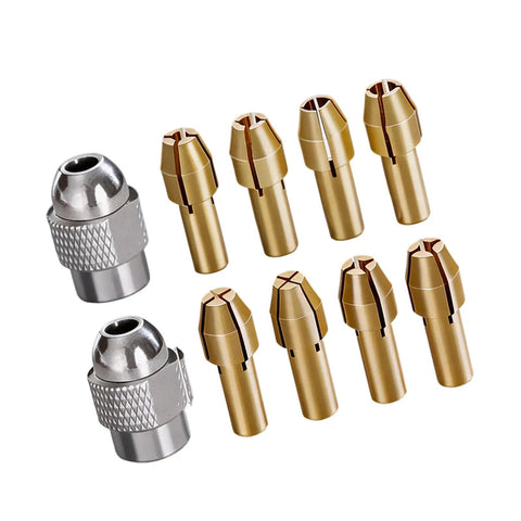 Replacement Collets And Nut Set For Rotary Tools Eight Copper Slotted Collets Two Silver Collets DIY Kit
