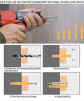 Heavy Duty Zinc Plated Drywall Anchor Kit With Self Drilling Screws For Woodworking No Pre Drill Install Rust Resistant Yellow Zinc Finish Two Sets For Quick DIY Wall Mounts Shelves And Hooks, drill and anchor steps