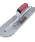 Rounded Front Finishing Trowel With Dual Edge Design For Smooth Concrete, 16 x 4 Inch Steel Blade, Pro Grade Performance, grip detail