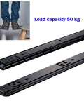 Heavy Duty Kitchen Cabinet Drawer Slides Black Metal 1 Pair Adjustable From 20cm To 50cm Drawer Runners, 50 kg load